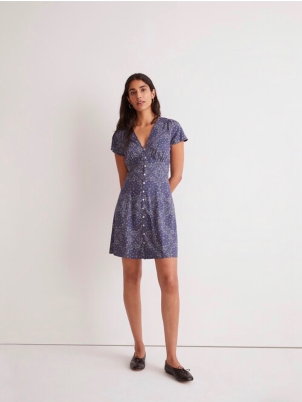 Madewell Shirred Button-Front Mini Dress
